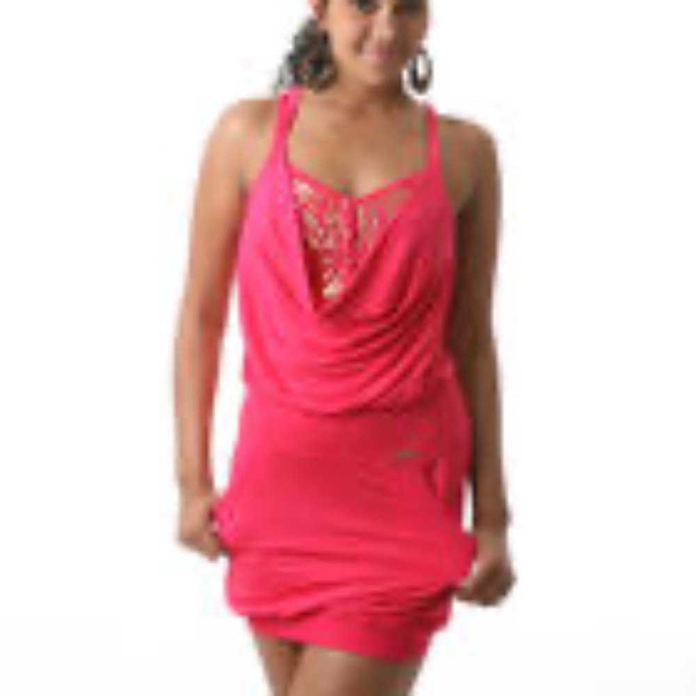 NEW Apple Bottoms Y2K Open Razor aback banded cowl midi Dress M